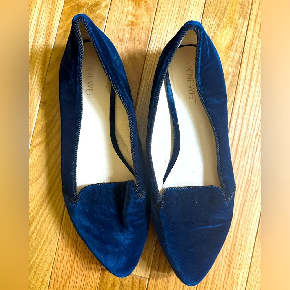 blue velvet Nine West loafers